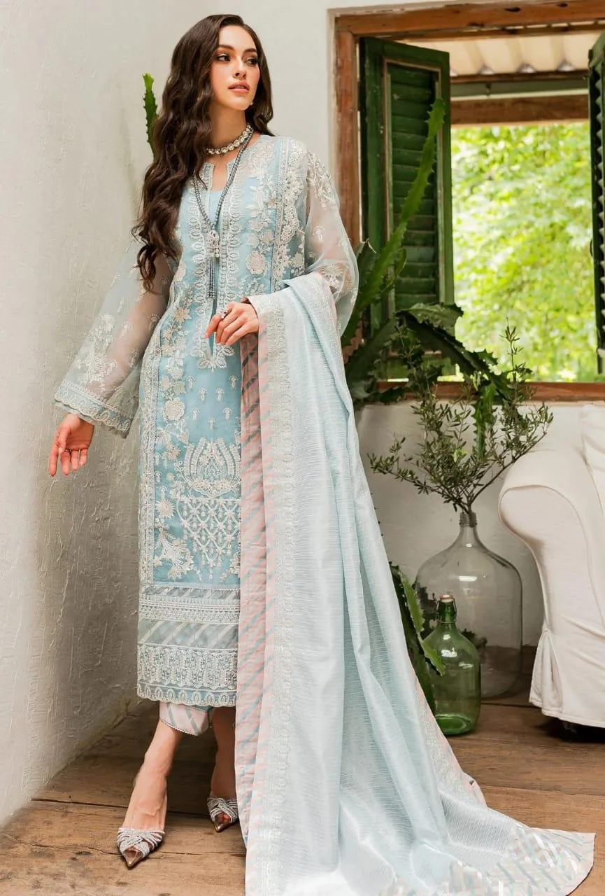 Maryum N Maria Sorina Luxury Chiffon 23 Blue Organza – view 4 – Poshaq