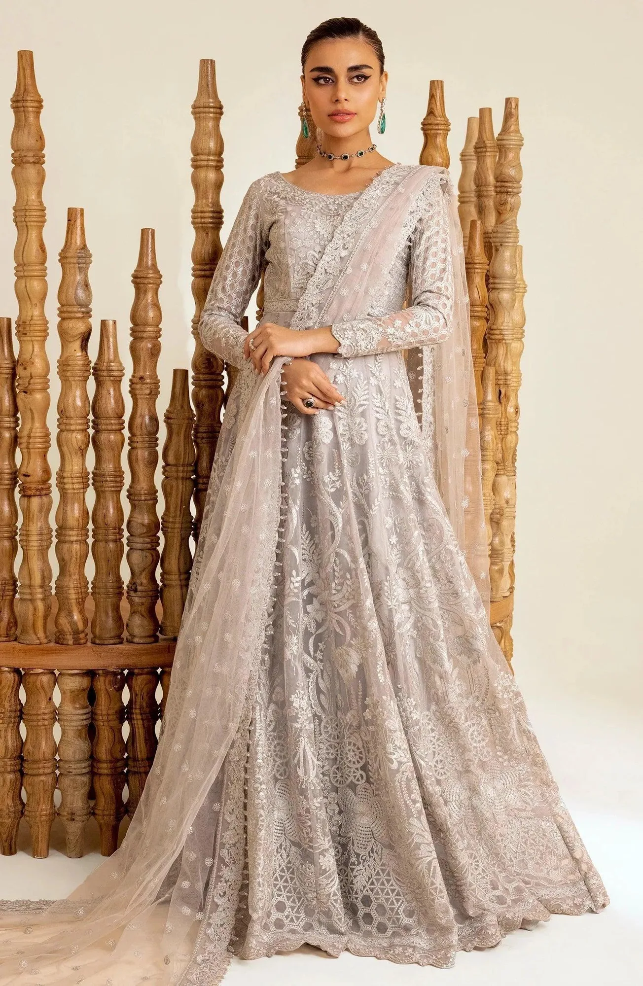 Maryum N Maria The Brides 23 Silver Organza – view 3 – Poshaq