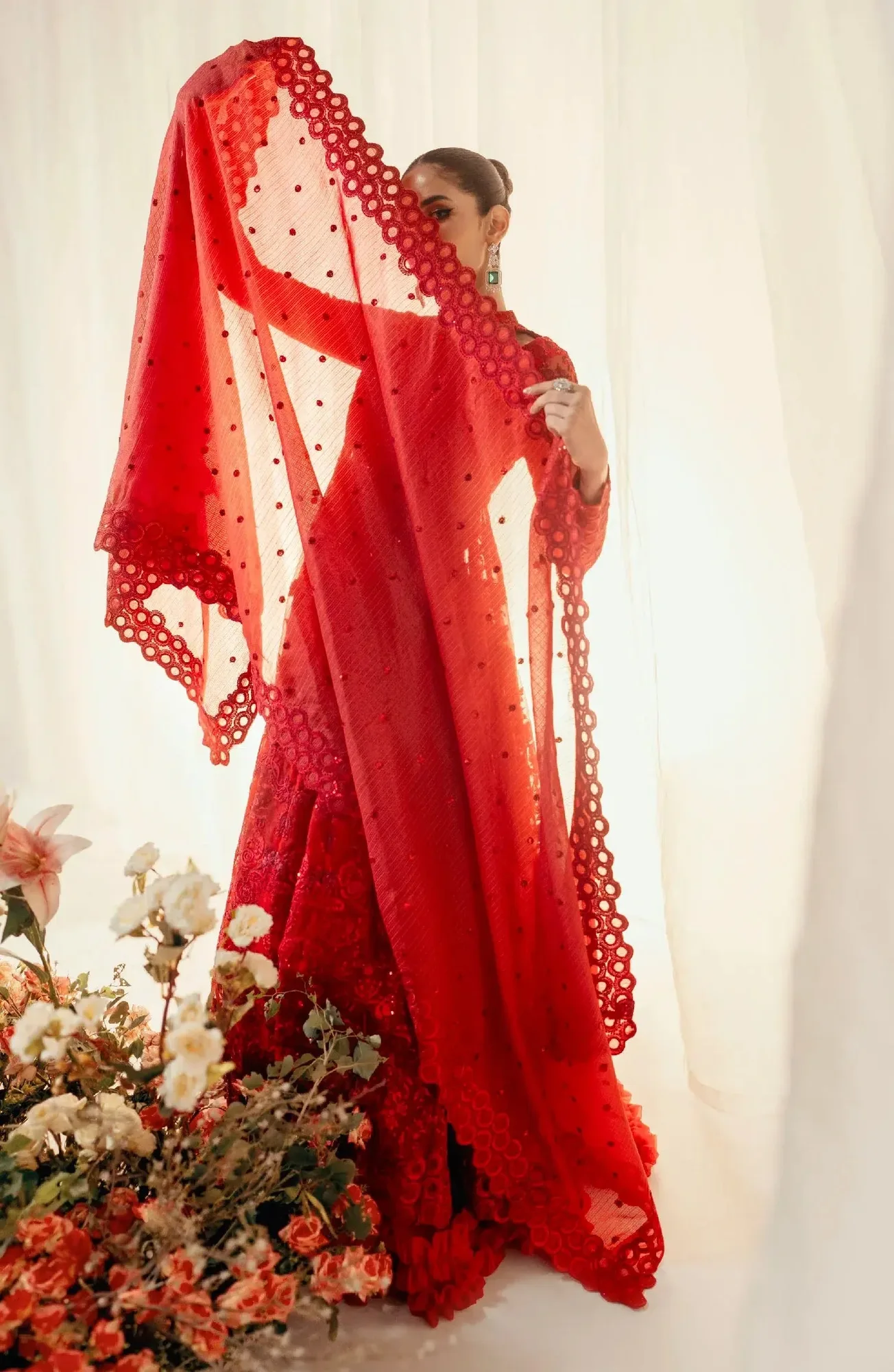 Maryum N Maria Alaia Wedding Formals Red Organza – view 2 – Poshaq