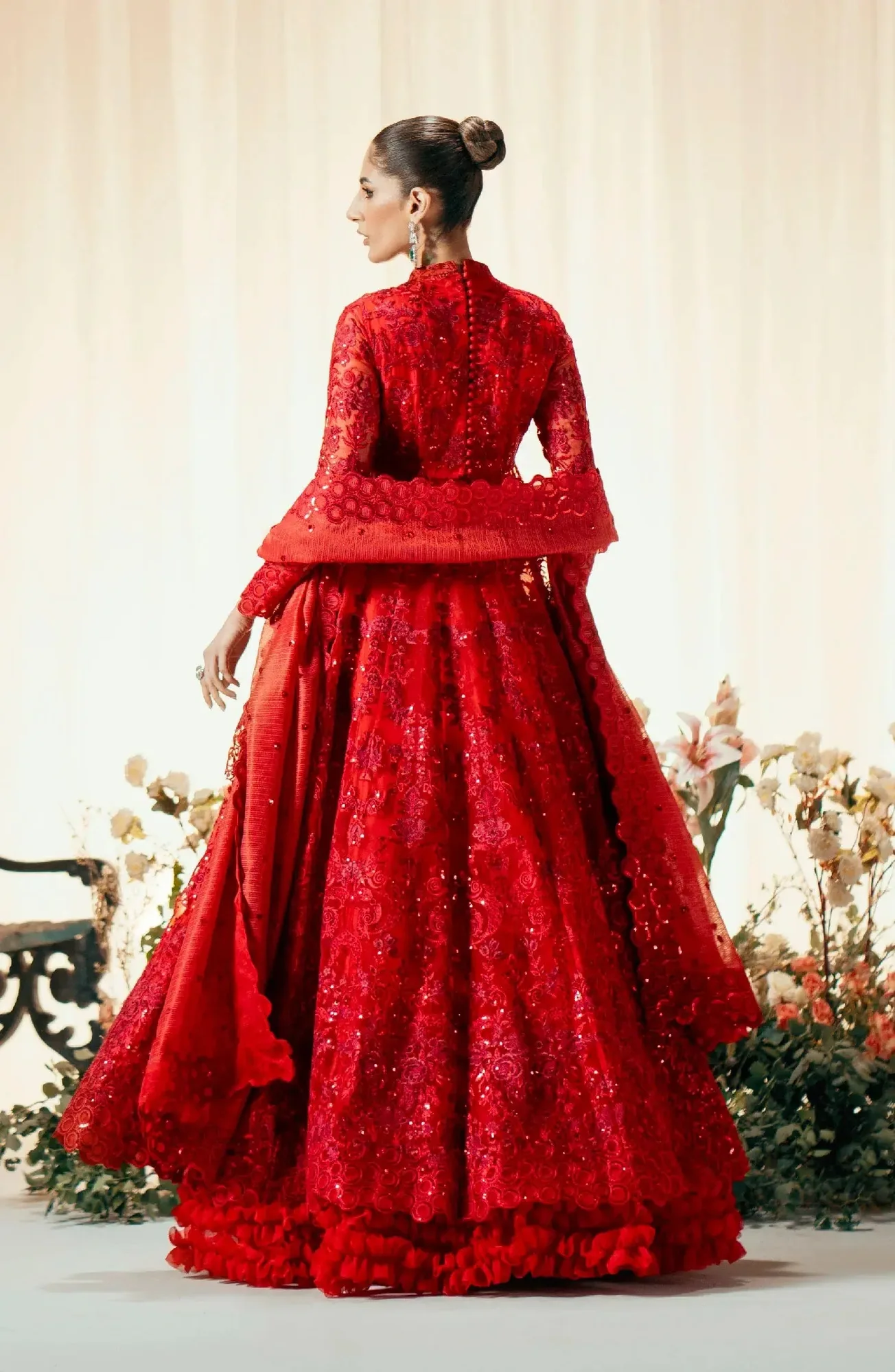 Maryum N Maria Alaia Wedding Formals Red Organza – view 3 – Poshaq