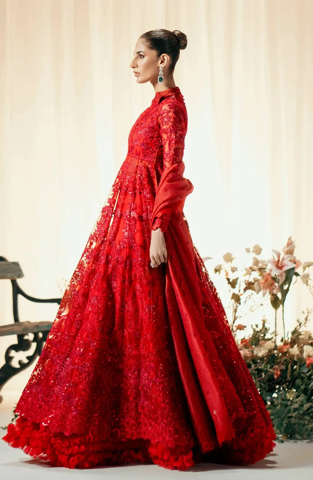 Maryum N Maria Alaia Wedding Formals Red Organza – view 4 – Poshaq