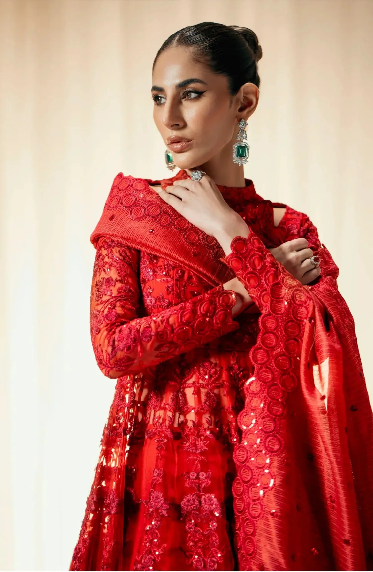 Maryum N Maria Alaia Wedding Formals Red Organza – view 5 – Poshaq