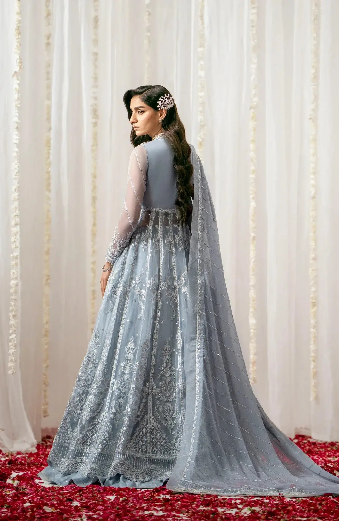 Maryum N Maria Alaia Wedding Formals Blue Organza – view 2 – Poshaq
