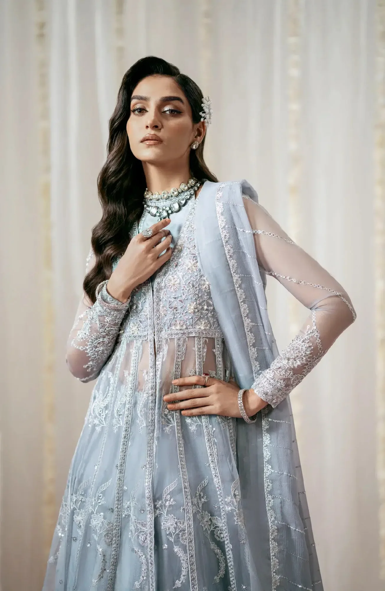 Maryum N Maria Alaia Wedding Formals Blue Organza – view 3 – Poshaq