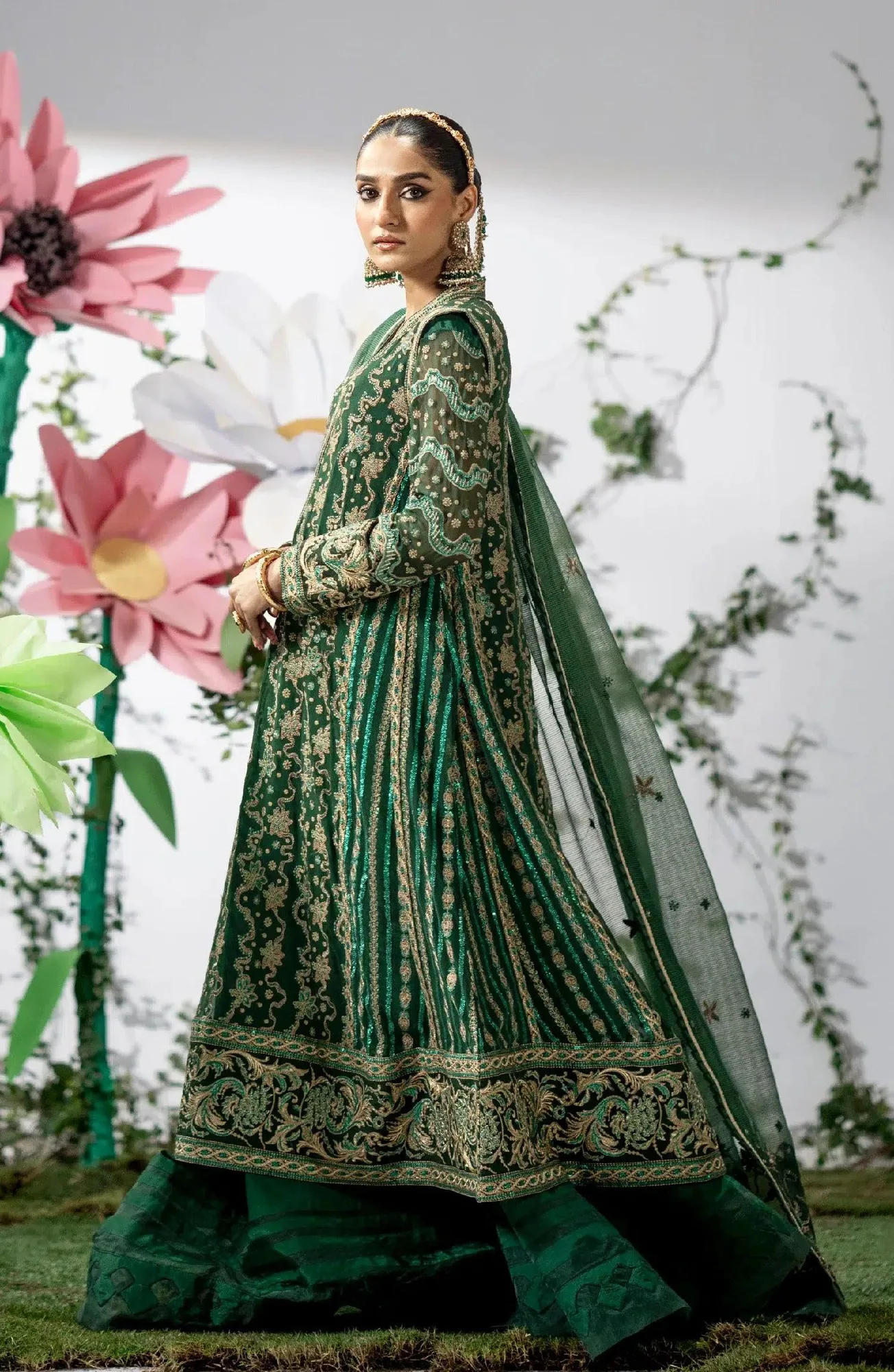 Maryum N Maria Alaia Wedding Formals Green Organza – view 2 – Poshaq