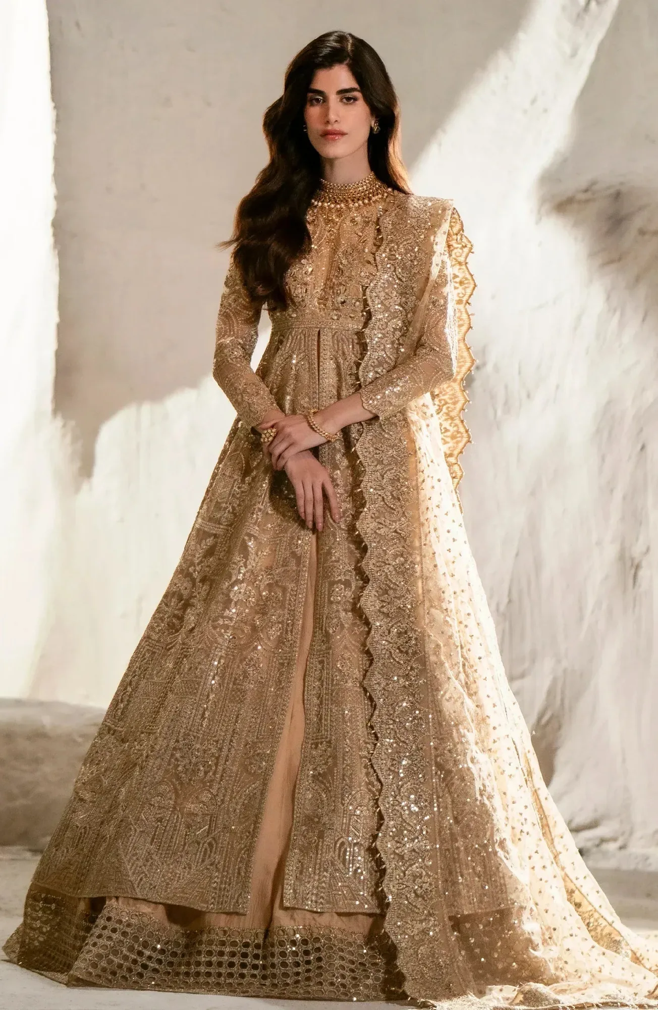 Maryum N Maria Mehr o Maah Bridals Skin Organza – view 1 – Poshaq
