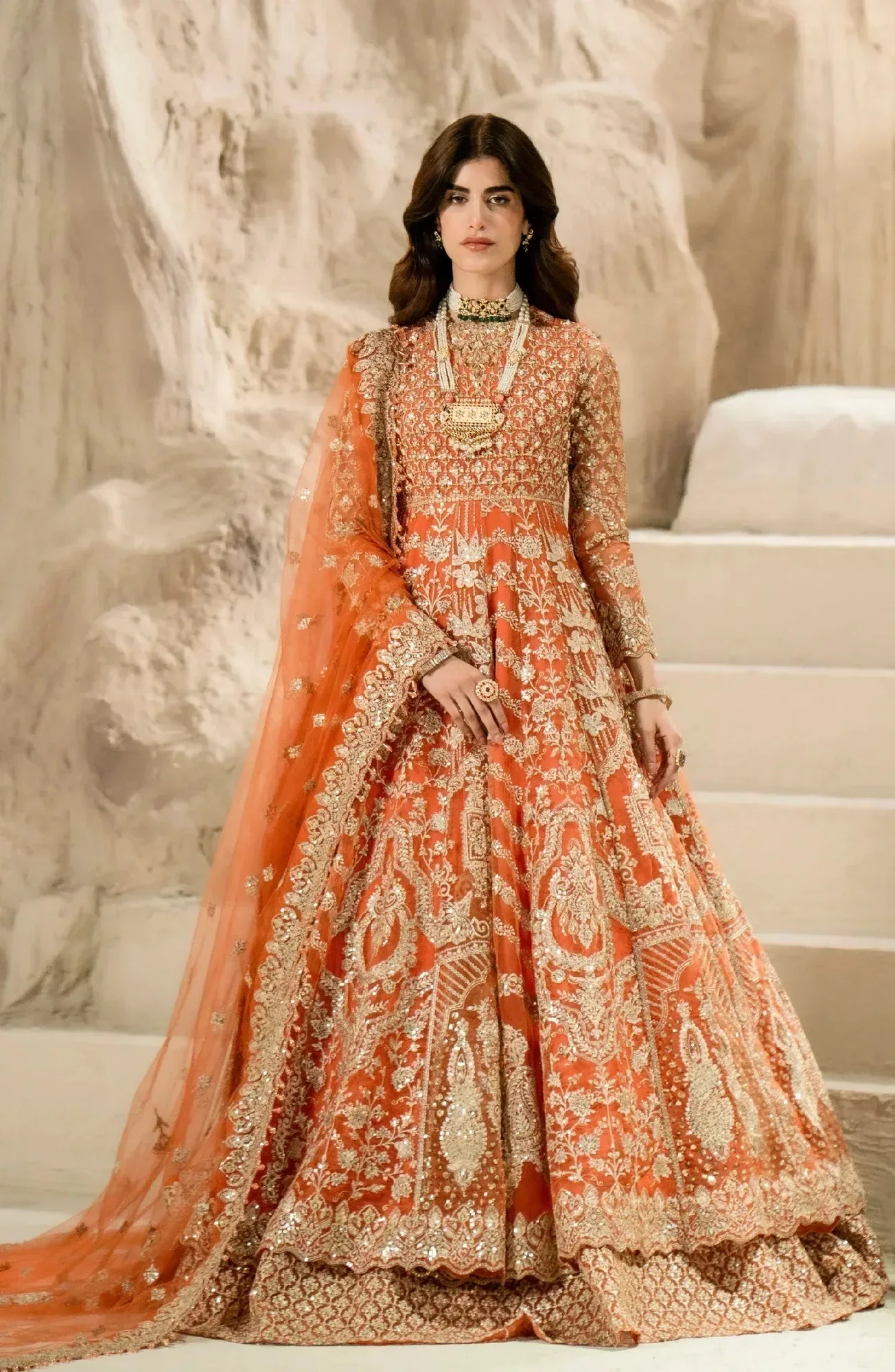 Maryum N Maria Mehr o Maah Bridals Rust Organza – view 1 – Poshaq