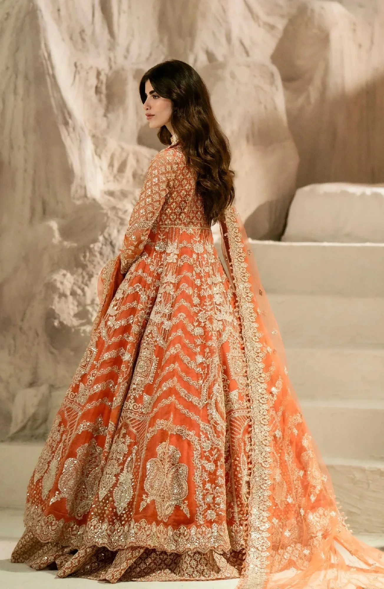 Maryum N Maria Mehr o Maah Bridals Rust Organza – view 4 – Poshaq