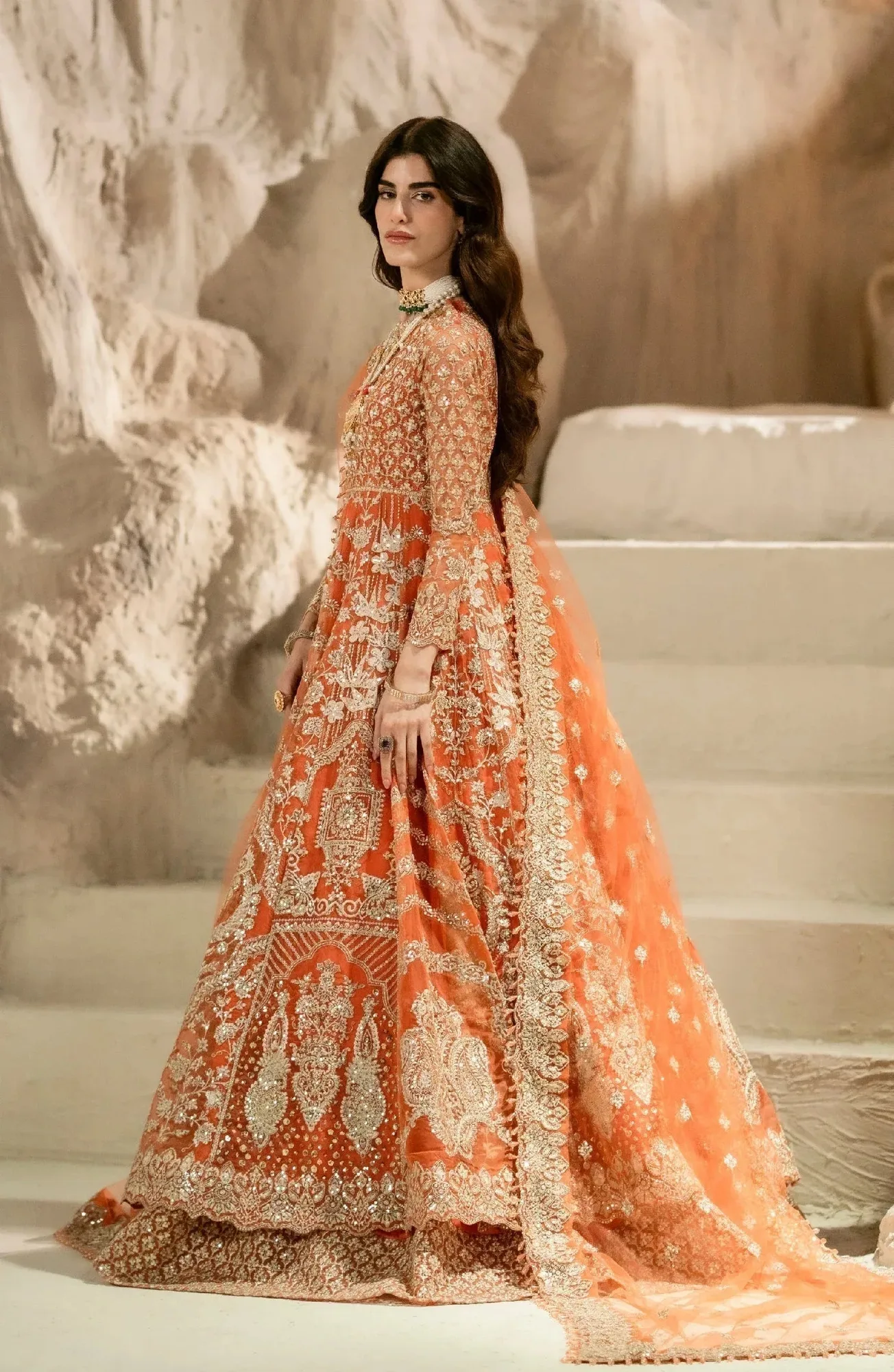 Maryum N Maria Mehr o Maah Bridals Rust Organza – view 5 – Poshaq