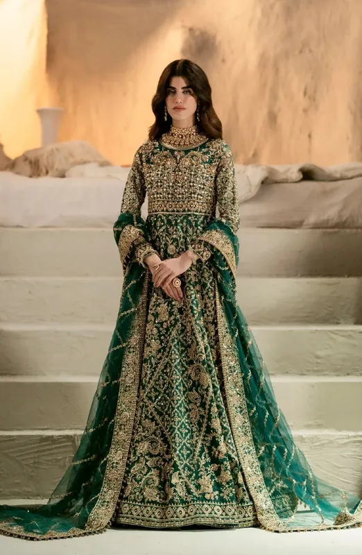 Maryum N Maria Mehr o Maah Bridals Green Organza – view 1 – Poshaq