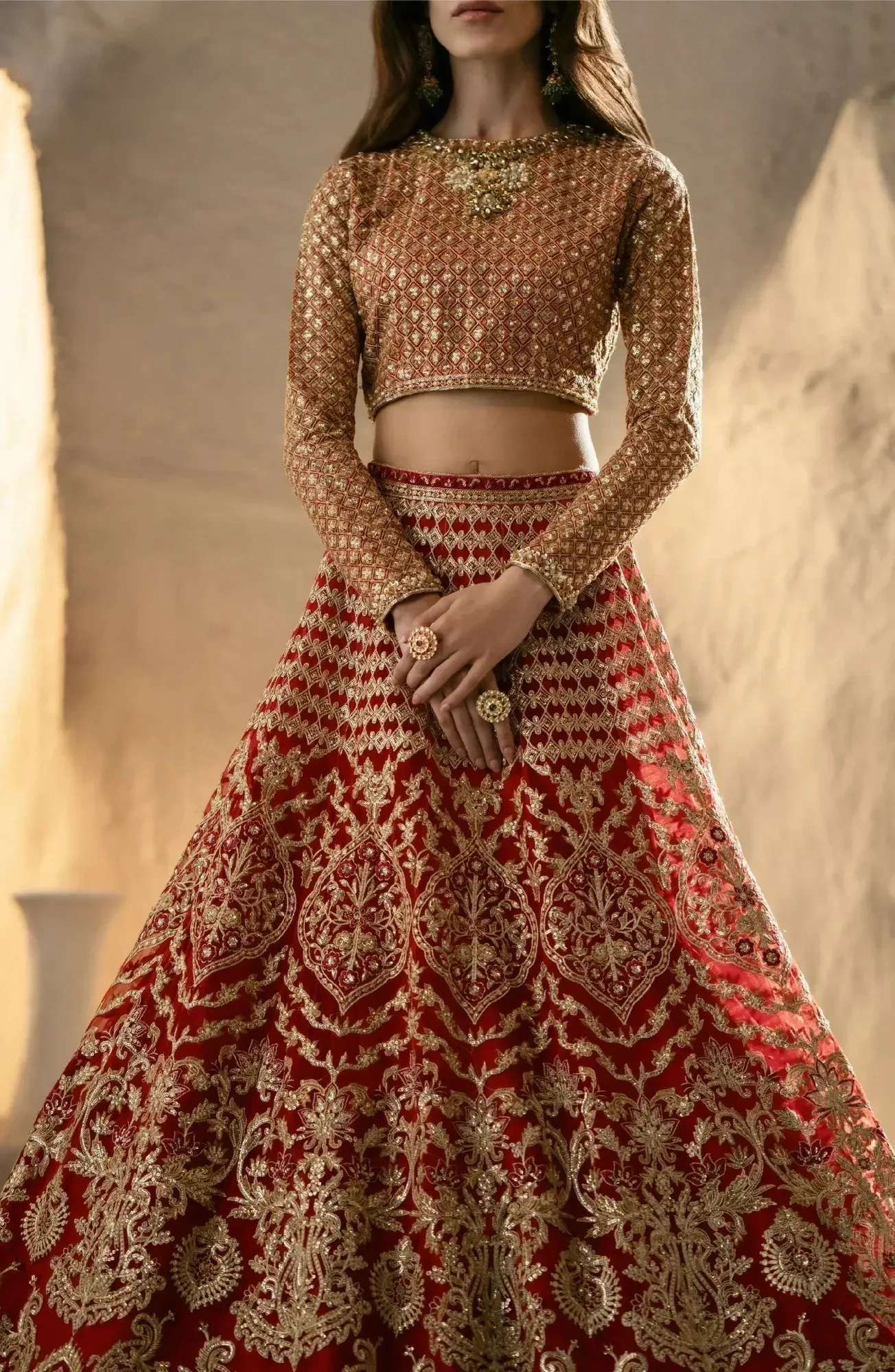 Maryum N Maria Mehr o Maah Bridals Red Organza – view 2 – Poshaq