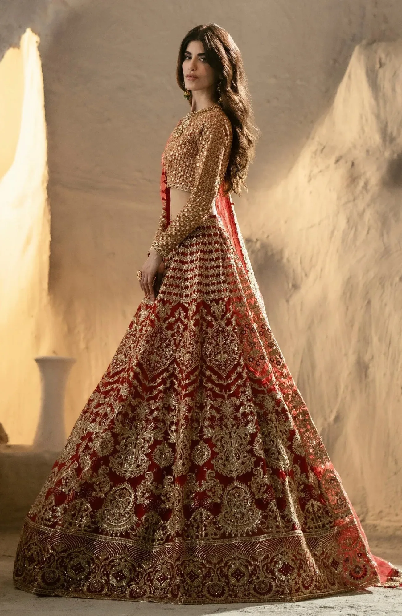 Maryum N Maria Mehr o Maah Bridals Red Organza – view 5 – Poshaq