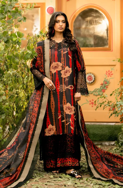 Maryum N Maria Luxury Lawn 24 Black Raw Silk – view 1 – Poshaq