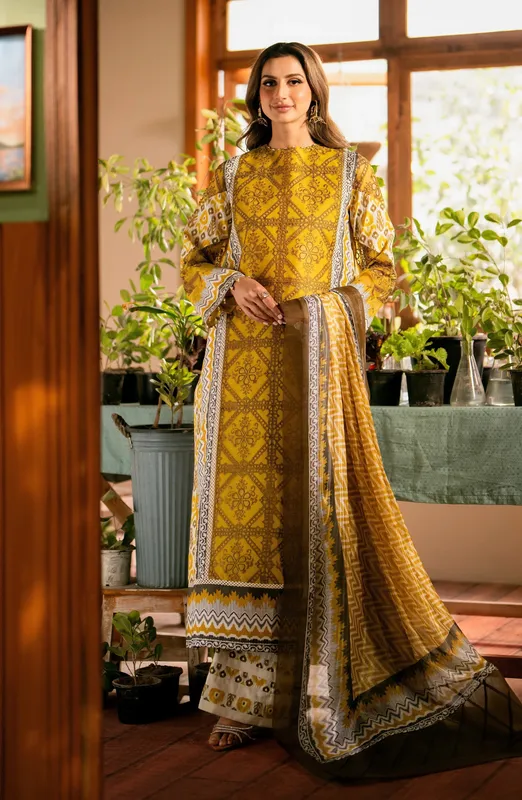 Maryum N Maria Luxury Lawn 24 Yellow Raw Silk – view 1 – Poshaq