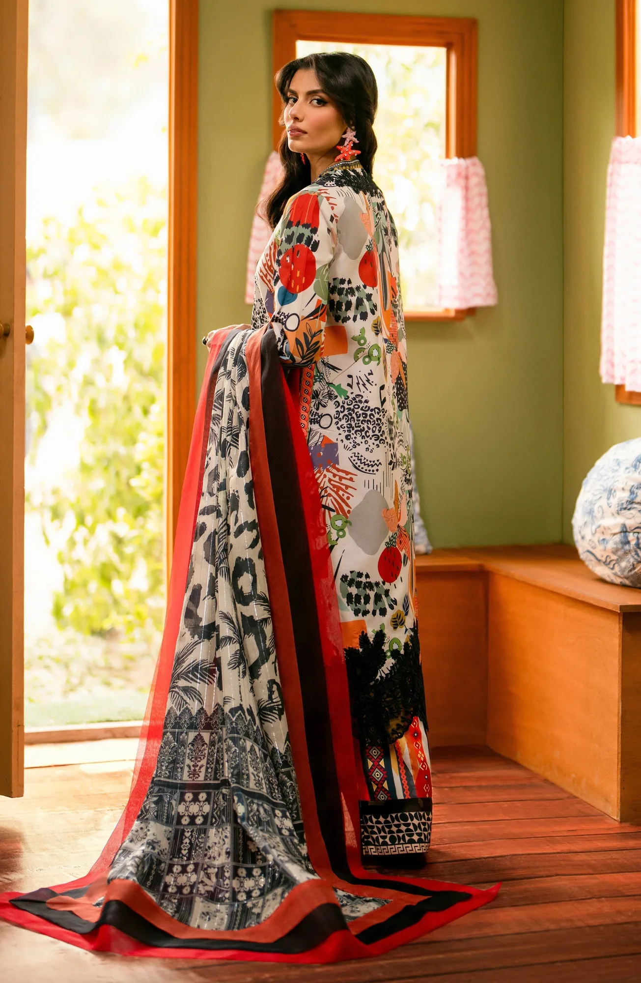 Maryum N Maria Luxury Lawn 24 Orange Organza – view 2 – Poshaq
