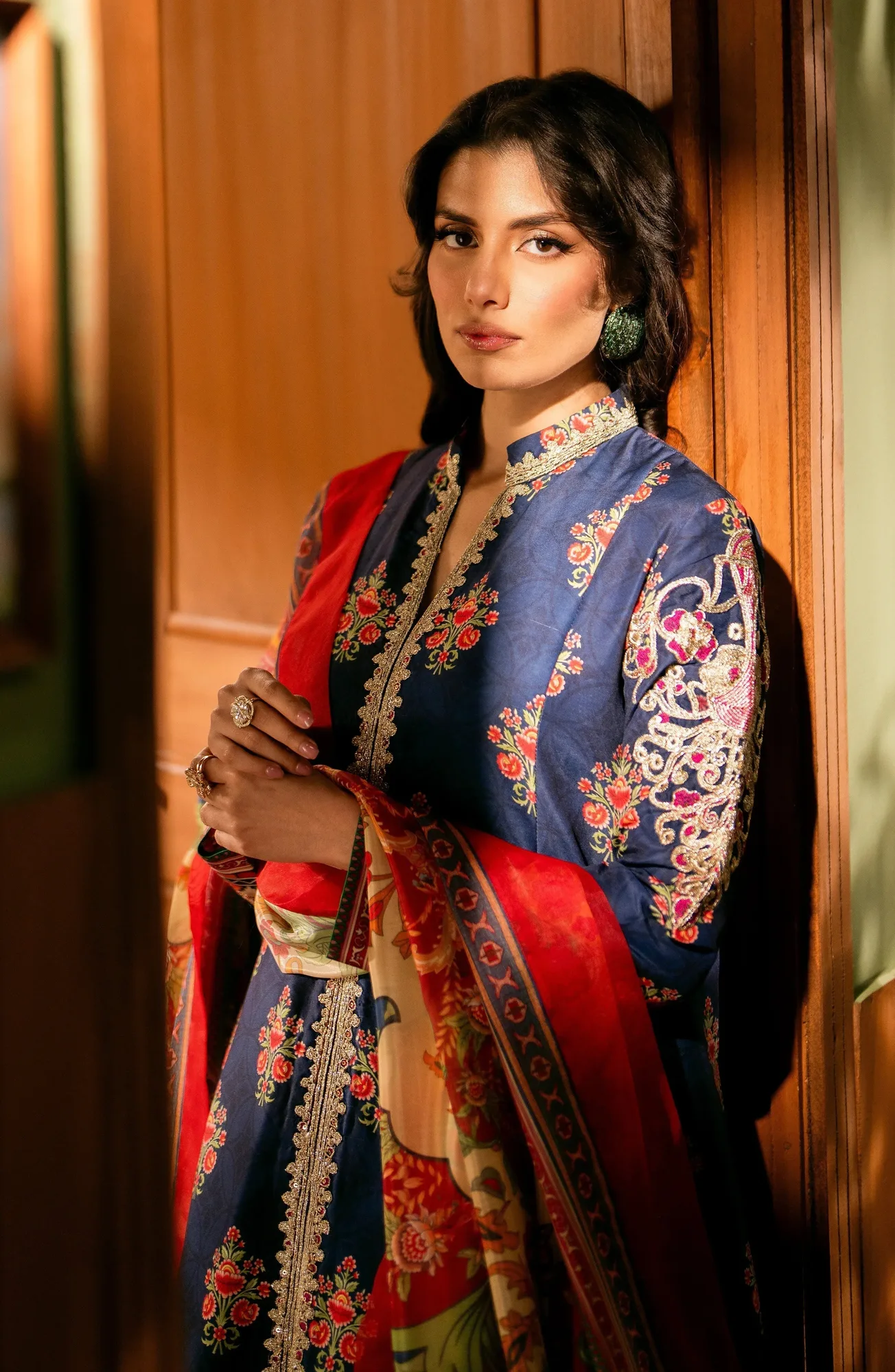 Maryum N Maria Luxury Lawn 24 Navy Blue Organza – view 3 – Poshaq