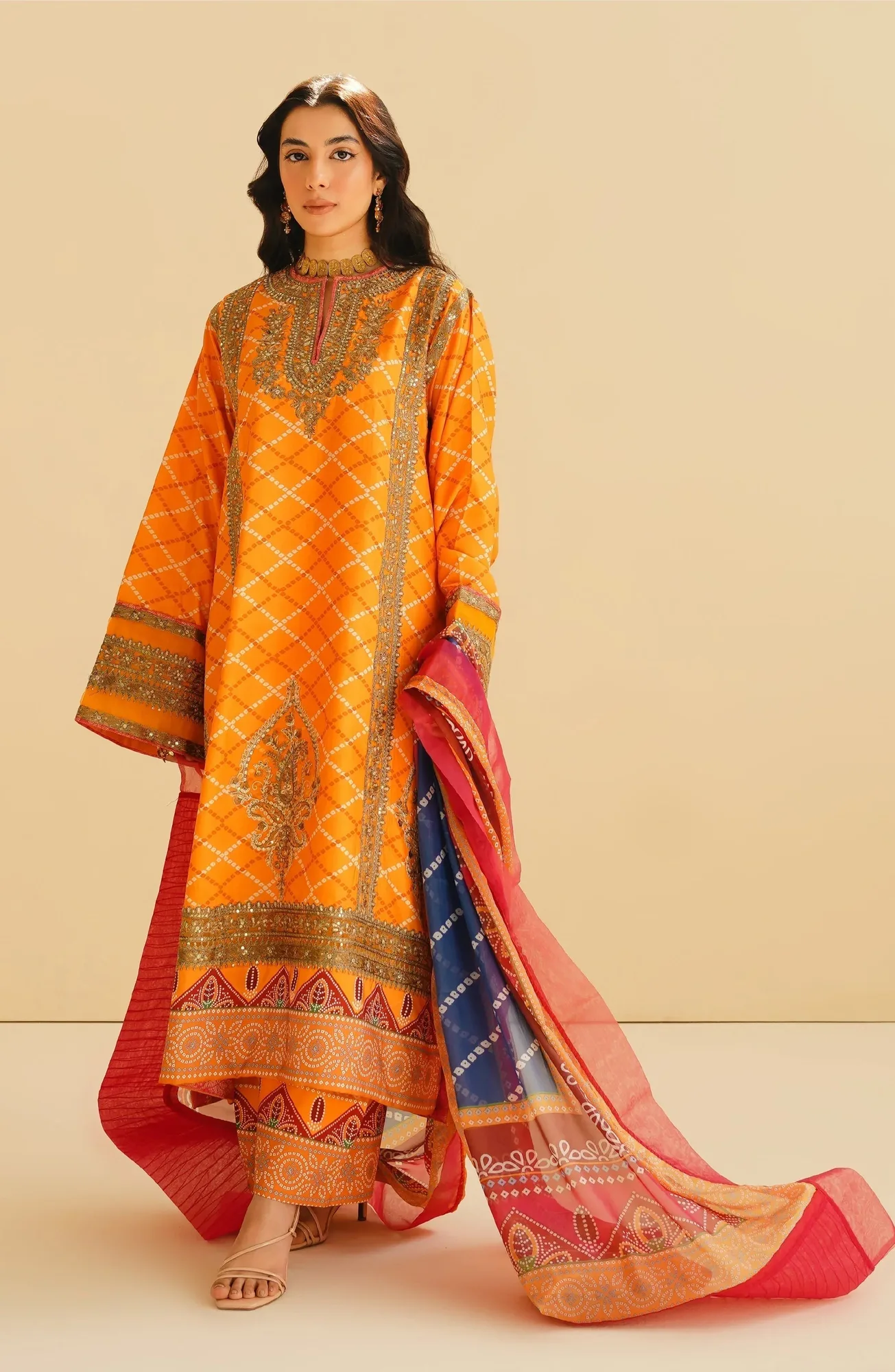 Maryum N Maria Eid Luxury Lawn 24 Mustard Organza – view 1 – Poshaq