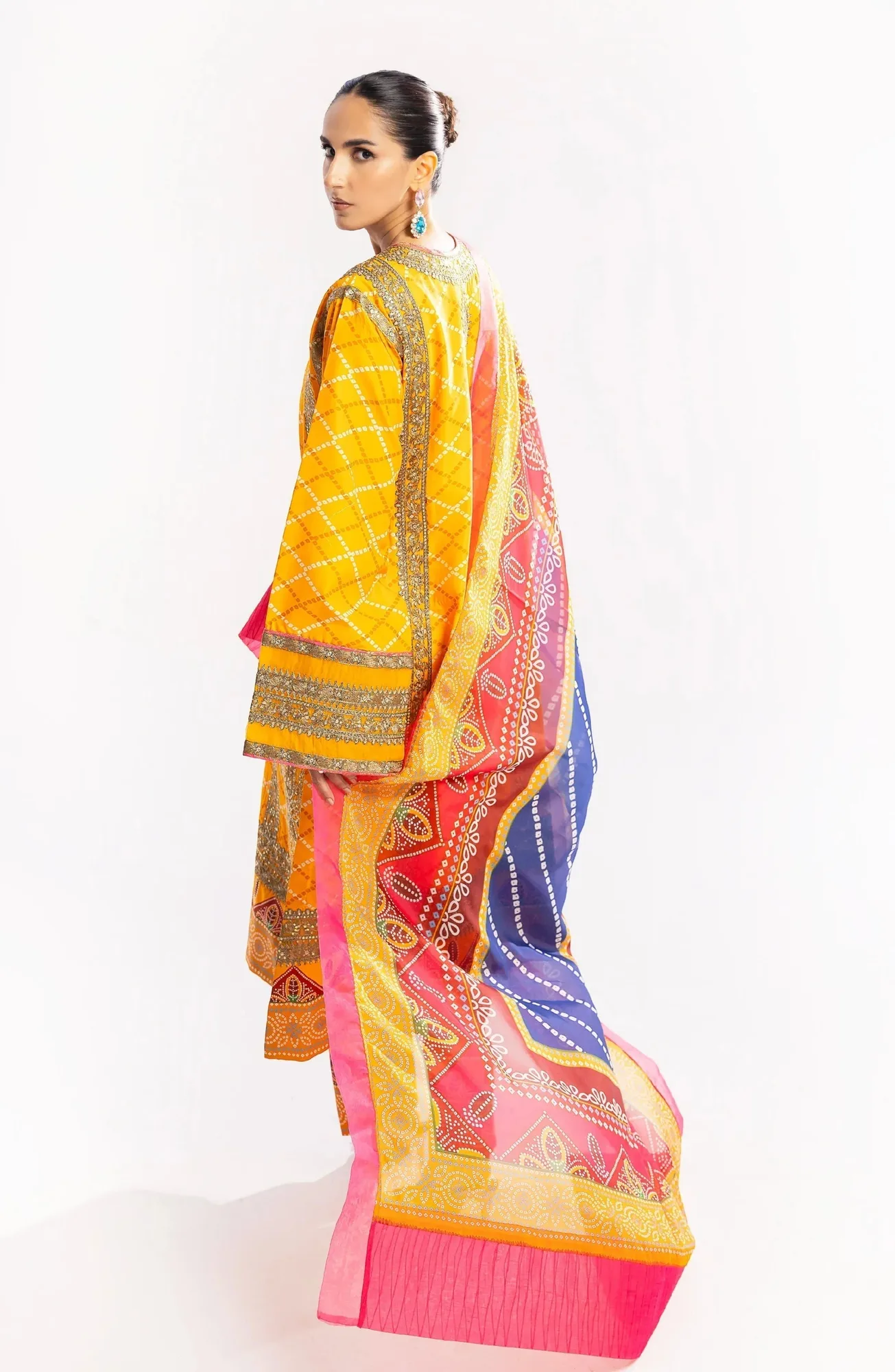 Maryum N Maria Eid Luxury Lawn 24 Mustard Organza – view 2 – Poshaq