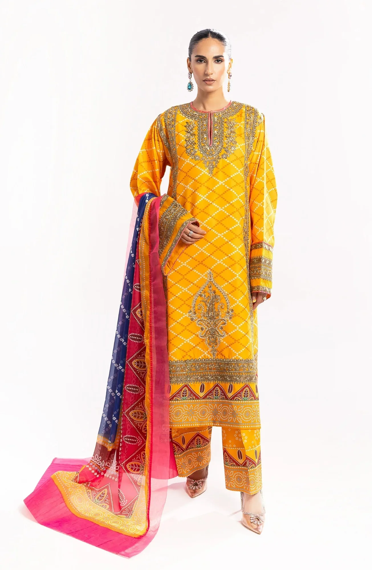 Maryum N Maria Eid Luxury Lawn 24 Mustard Organza – view 4 – Poshaq