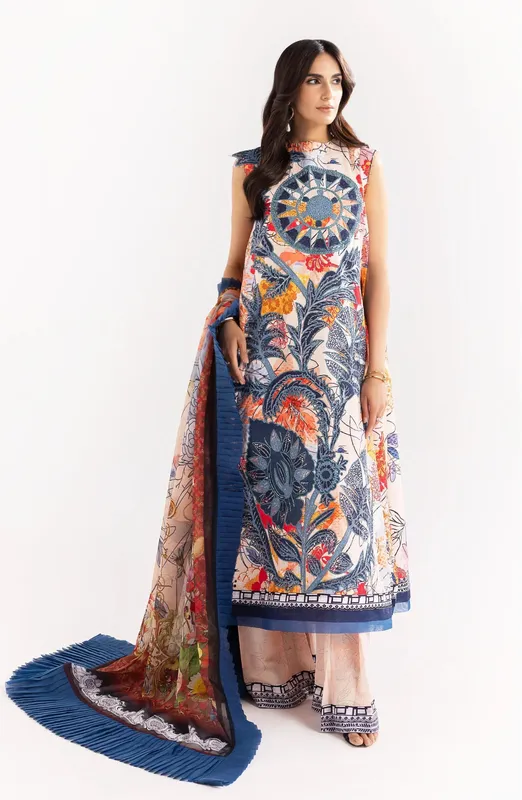 Maryum N Maria Eid Luxury Lawn 24 Peach Silk – view 1 – Poshaq