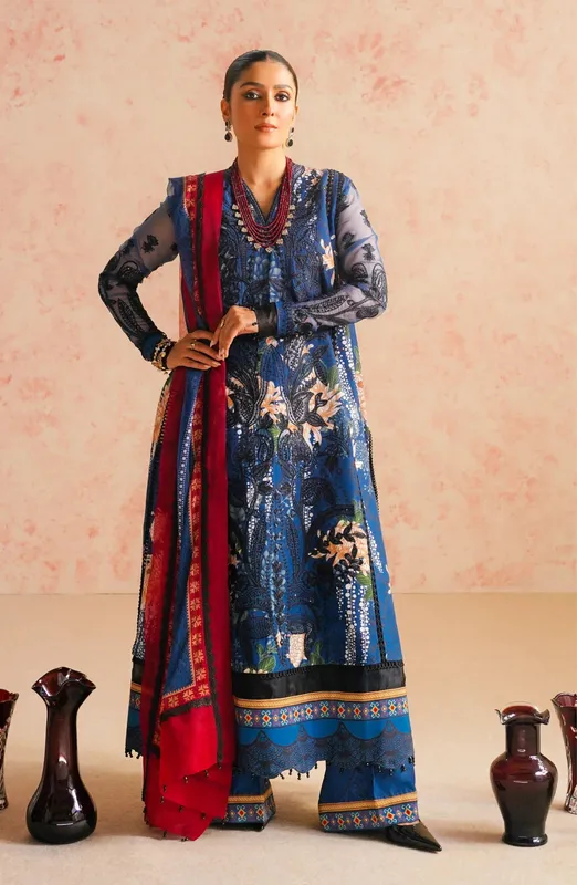 Maryum N Maria Eid Luxury Lawn 24 Blue Organza – view 1 – Poshaq