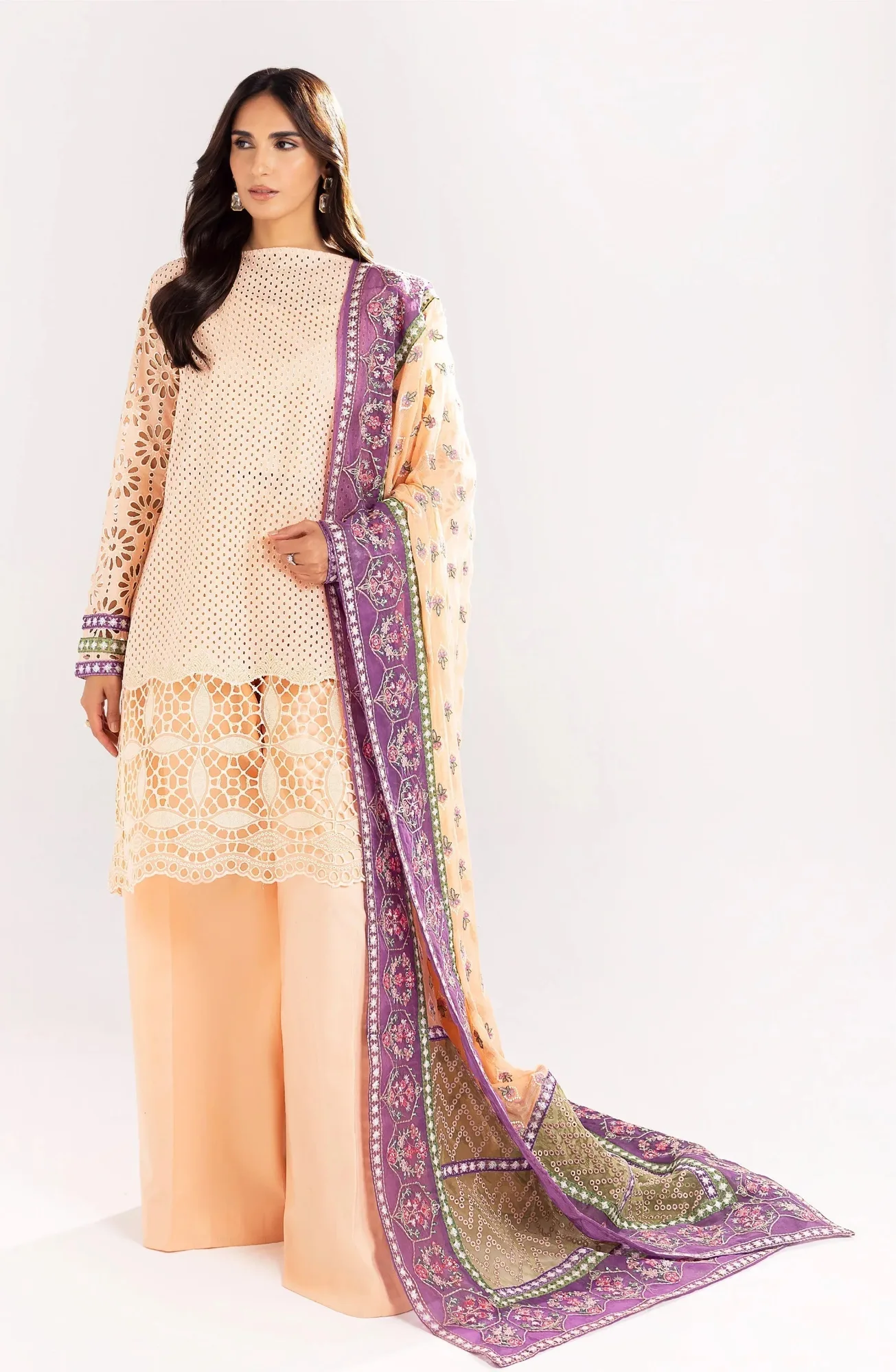 Maryum N Maria Eid Luxury Lawn 24 Peach Organza – view 1 – Poshaq