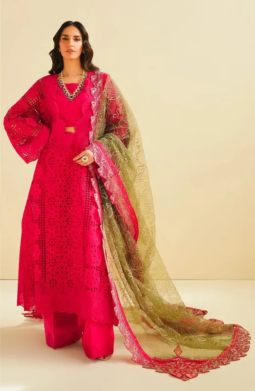 Maryum N Maria Eid Luxury Lawn 24 Red Organza – view 1 – Poshaq