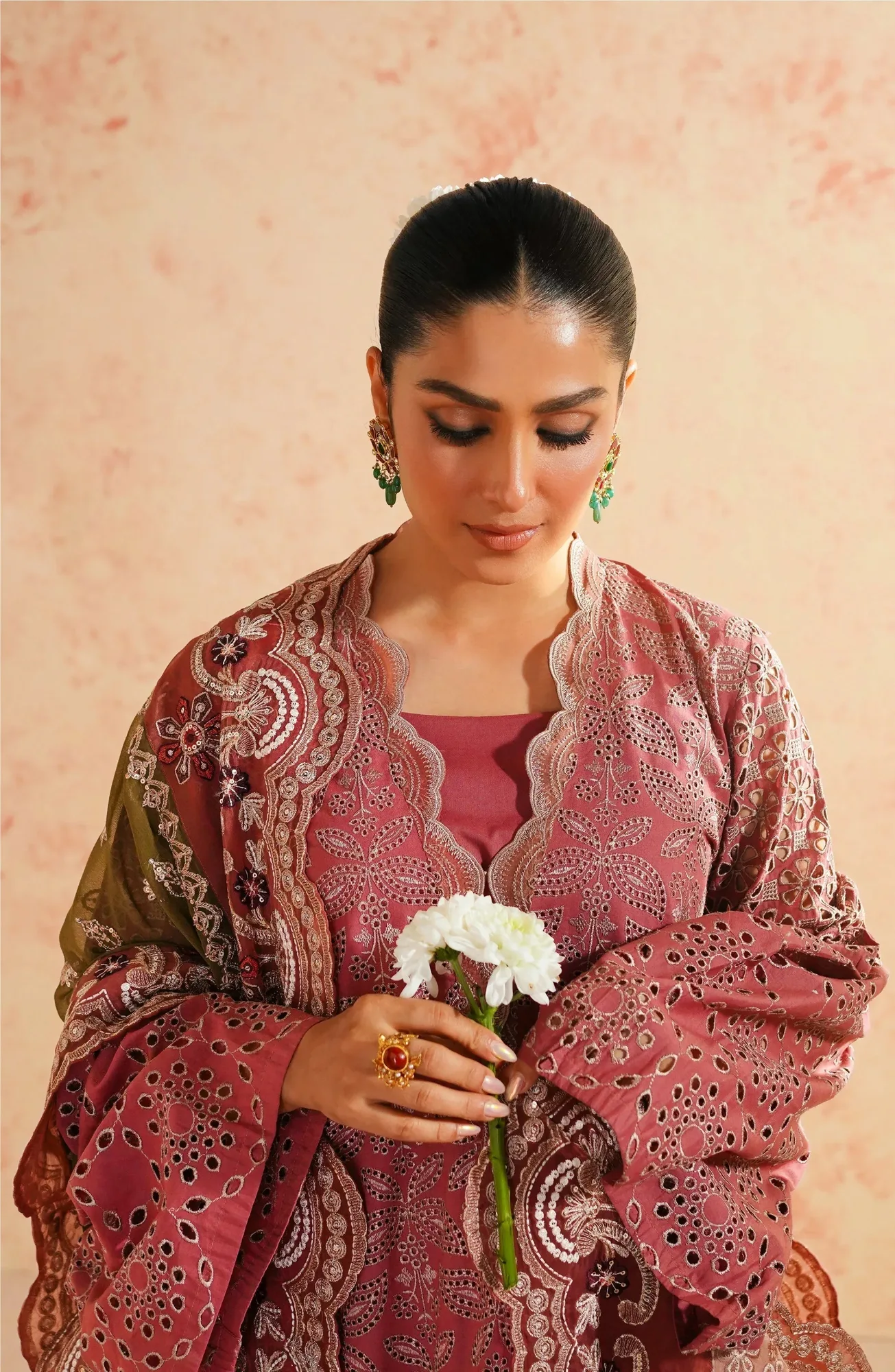 Maryum N Maria Eid Luxury Lawn 24 Brown Organza – view 3 – Poshaq