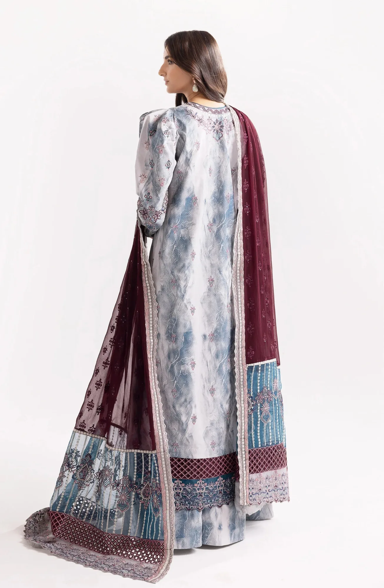 Maryum N Maria Eid Luxury Lawn 24 Grey Organza – view 2 – Poshaq