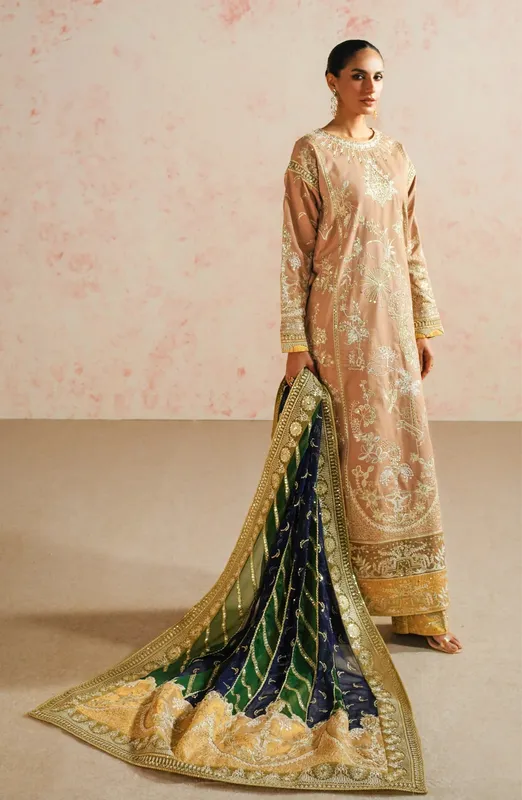 Maryum N Maria Eid Luxury Lawn 24 Brown Organza – view 1 – Poshaq