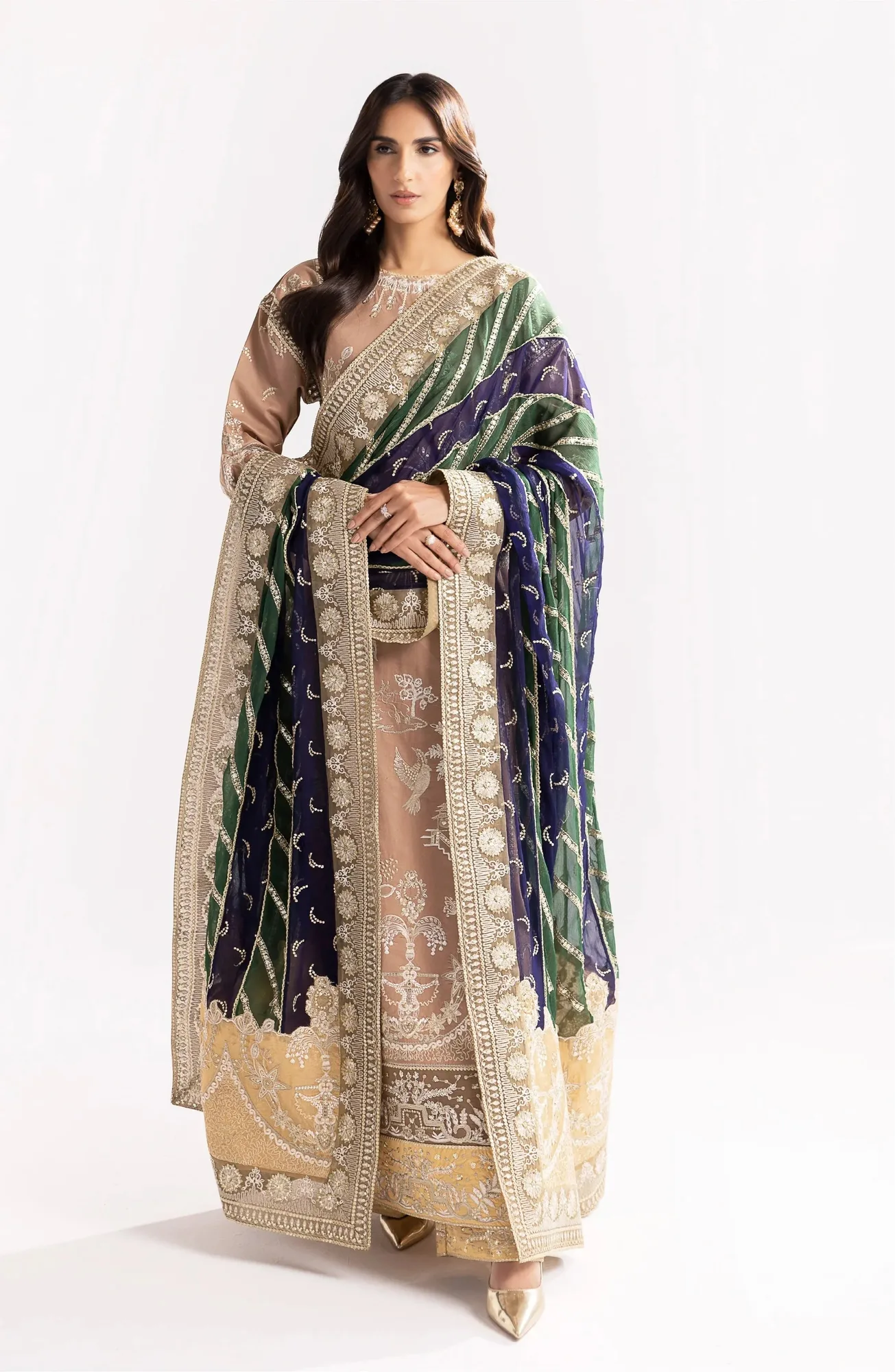 Maryum N Maria Eid Luxury Lawn 24 Brown Organza – view 4 – Poshaq