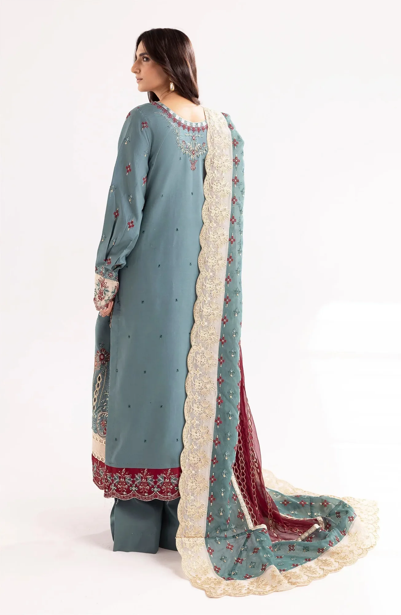 Maryum N Maria Eid Luxury Lawn 24 Sea Green Organza – view 2 – Poshaq