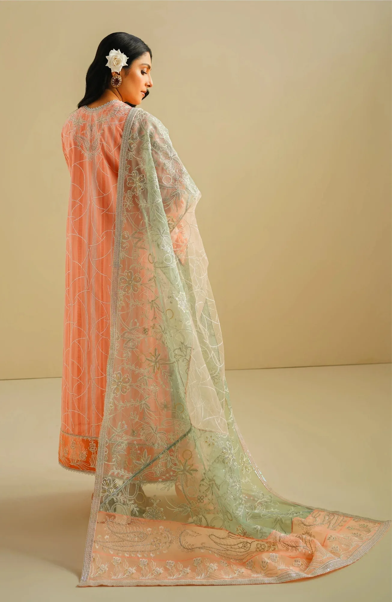 Maryum N Maria Eid Luxury Lawn 24 Peach Organza – view 2 – Poshaq