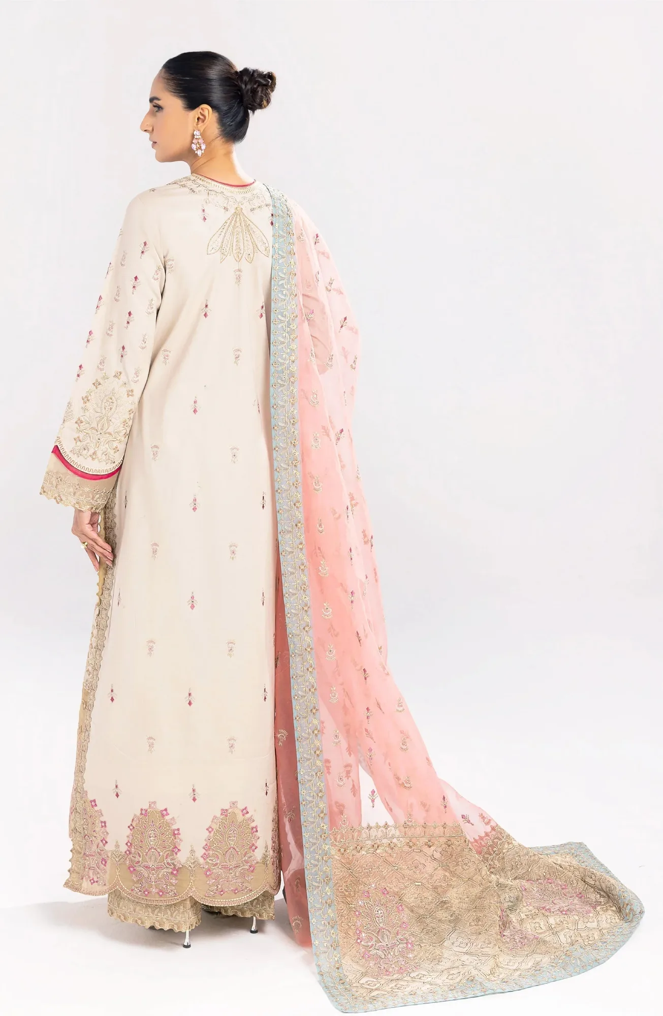 Maryum N Maria Eid Luxury Lawn 24 Ivory Organza – view 2 – Poshaq