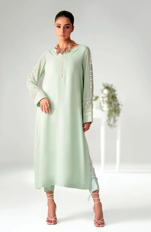 Maryum N Maria Pret A Luxe Green Georgette – view 1 – Poshaq