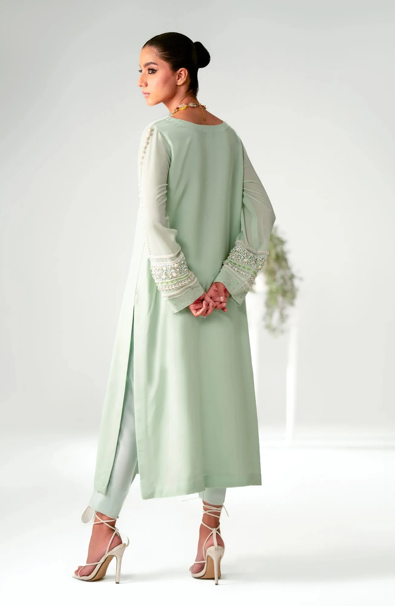 Maryum N Maria Pret A Luxe Green Georgette – view 2 – Poshaq