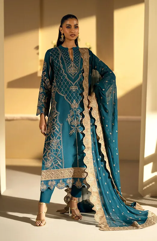 Maryum N Maria Eid Edit 24 Teal Organza – view 1 – Poshaq