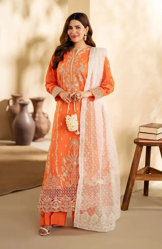 Maryum N Maria Eid Edit 24 Orange Organza – view 1 – Poshaq