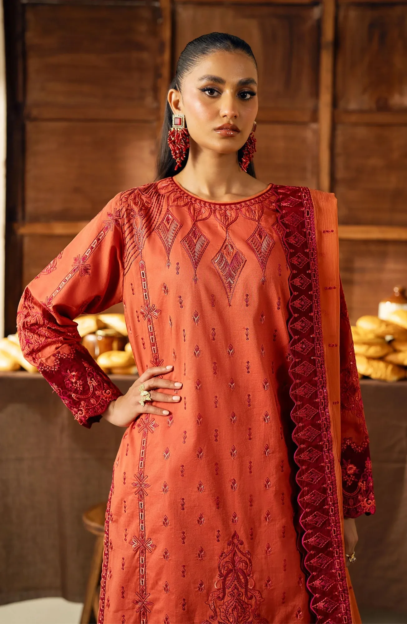 Maryum N Maria Eid Edit 24 Orange Organza – view 3 – Poshaq