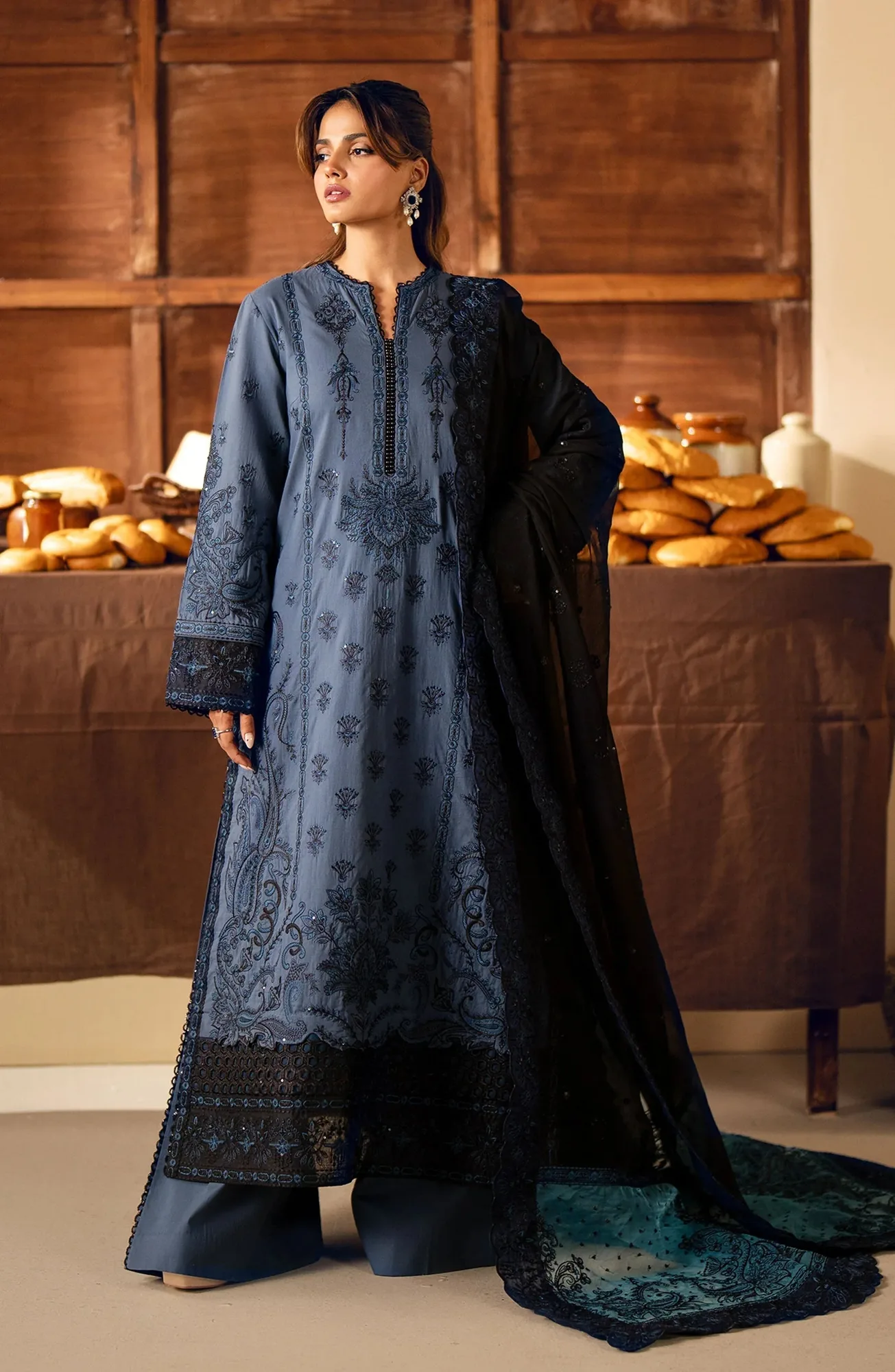 Maryum N Maria Eid Edit 24 Blue Organza – view 1 – Poshaq