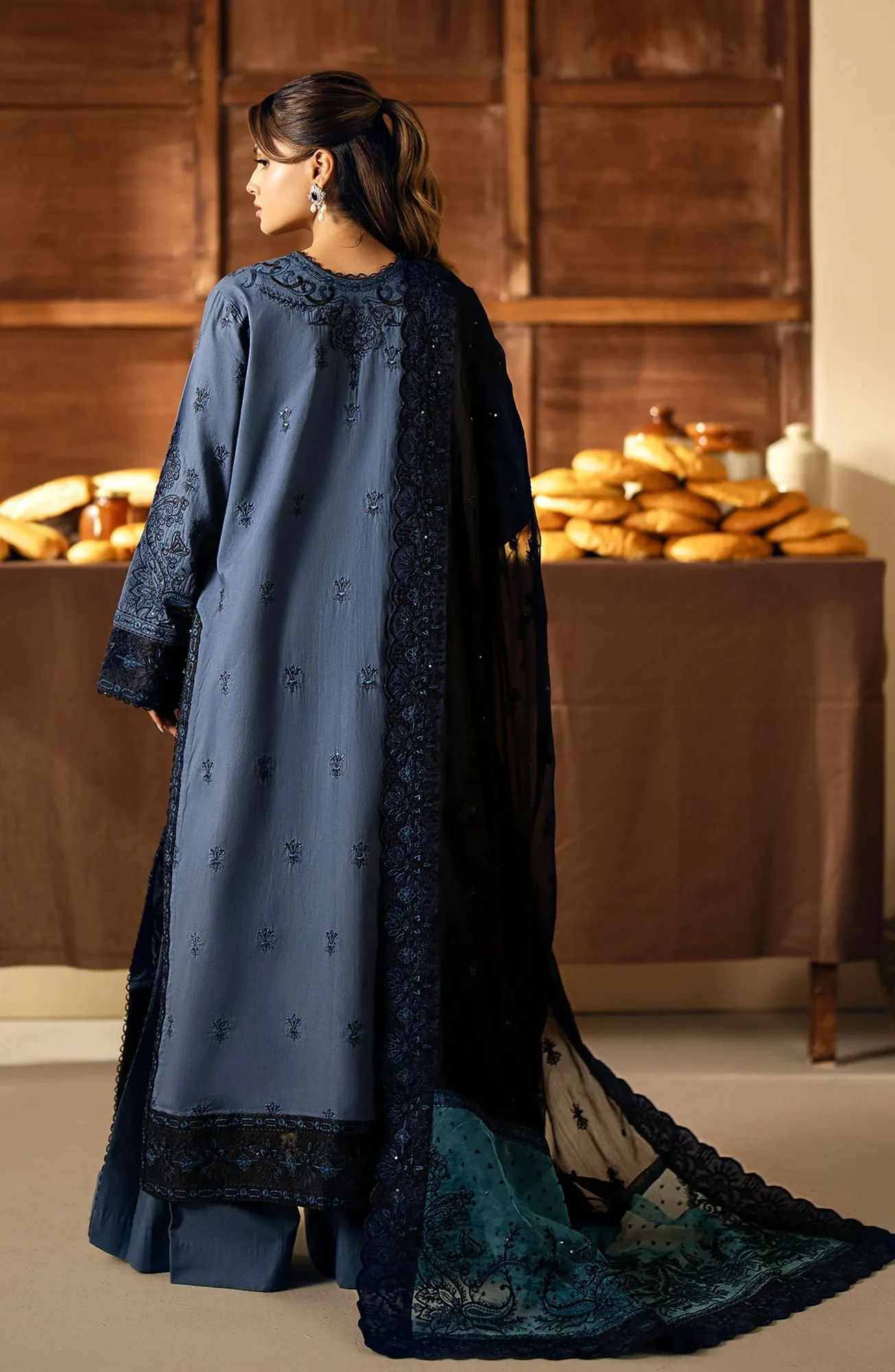 Maryum N Maria Eid Edit 24 Blue Organza – view 2 – Poshaq