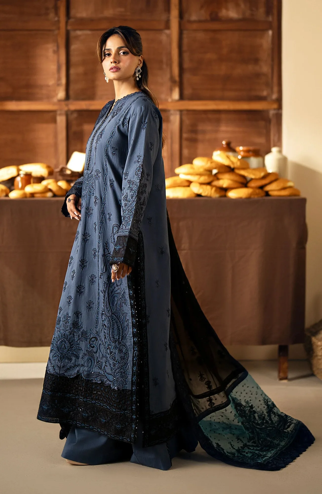 Maryum N Maria Eid Edit 24 Blue Organza – view 3 – Poshaq
