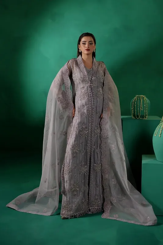 Maryams Tabeer Luxury Collection Lilac Organza – view 1 – Poshaq
