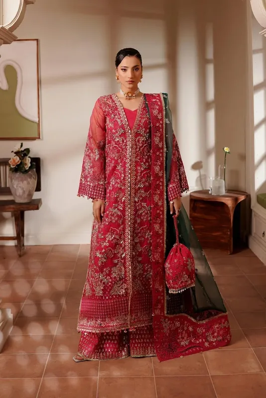 Maryams Zeenat Luxury Formals Pink Organza – view 1 – Poshaq