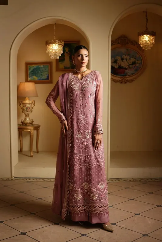 Maryams Aarzu Formals Pink Raw Silk – view 1 – Poshaq