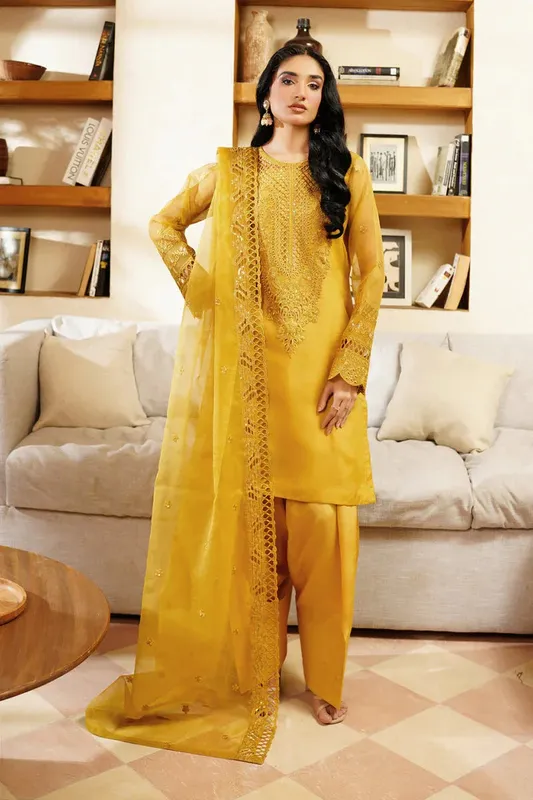 Maryams Noir Luxe Gold Organza – view 1 – Poshaq