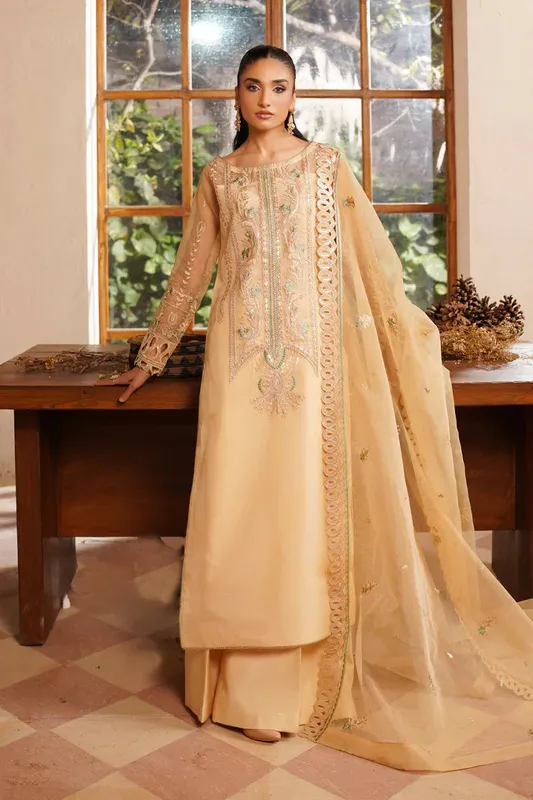 Maryams Noir Luxe Golden Organza – view 1 – Poshaq