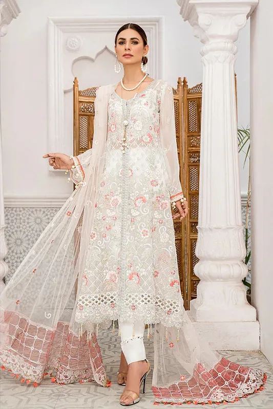 Maryams Luxury Collection Off White Chiffon – view 1 – Poshaq