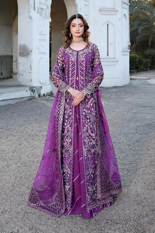 Maryams Zeenat Luxury Formals Purple Organza – view 1 – Poshaq
