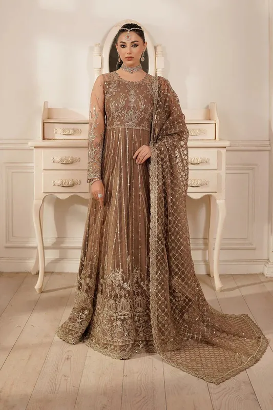 Maryams Tabeer Luxury Collection Coffee Raw Silk – view 1 – Poshaq